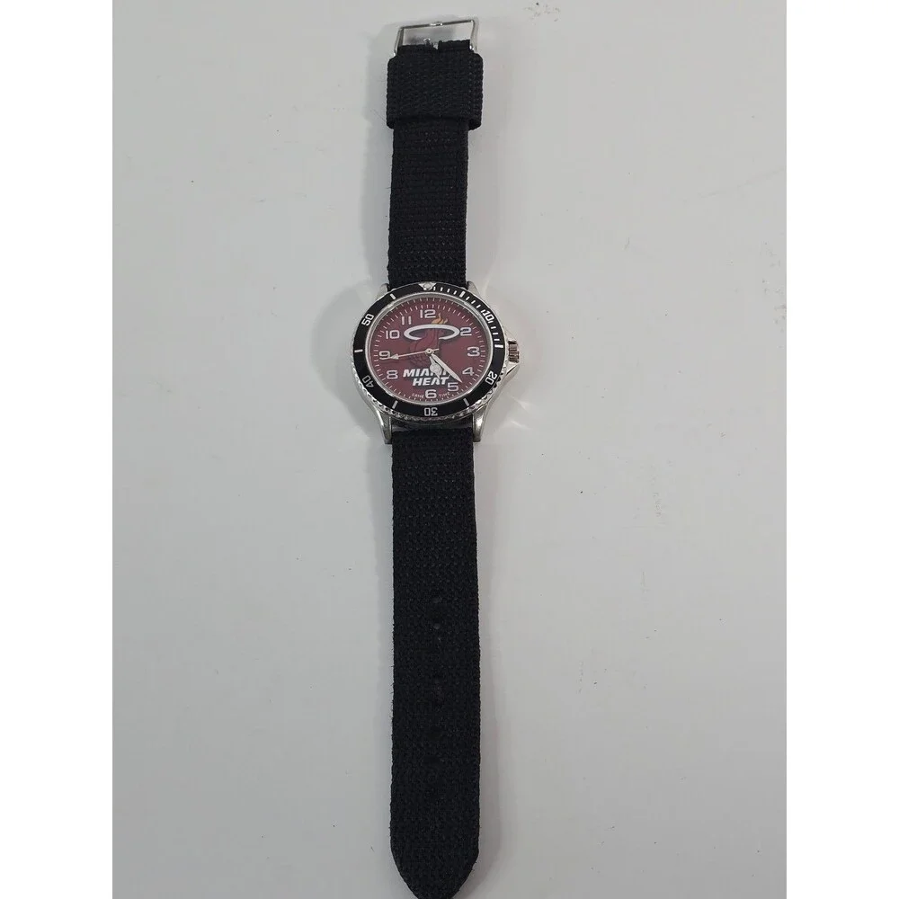 Vintage Game Time Miami Heat Men's Sports Stainless Steel Watch Black Band